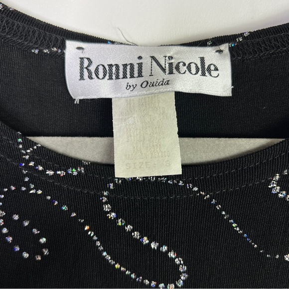 Vintage Ronni Nicole By Ouida Black Sparkly Sleeveless Maxi Dress-Size 8 - Picture 9 of 10